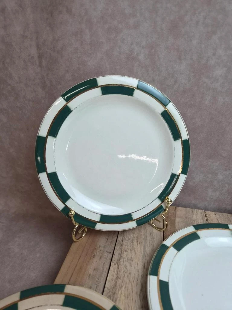 Lot de 10 assiettes a sobremesa Salins – Opaceline Jamier Vert – damier vintage – photo 5